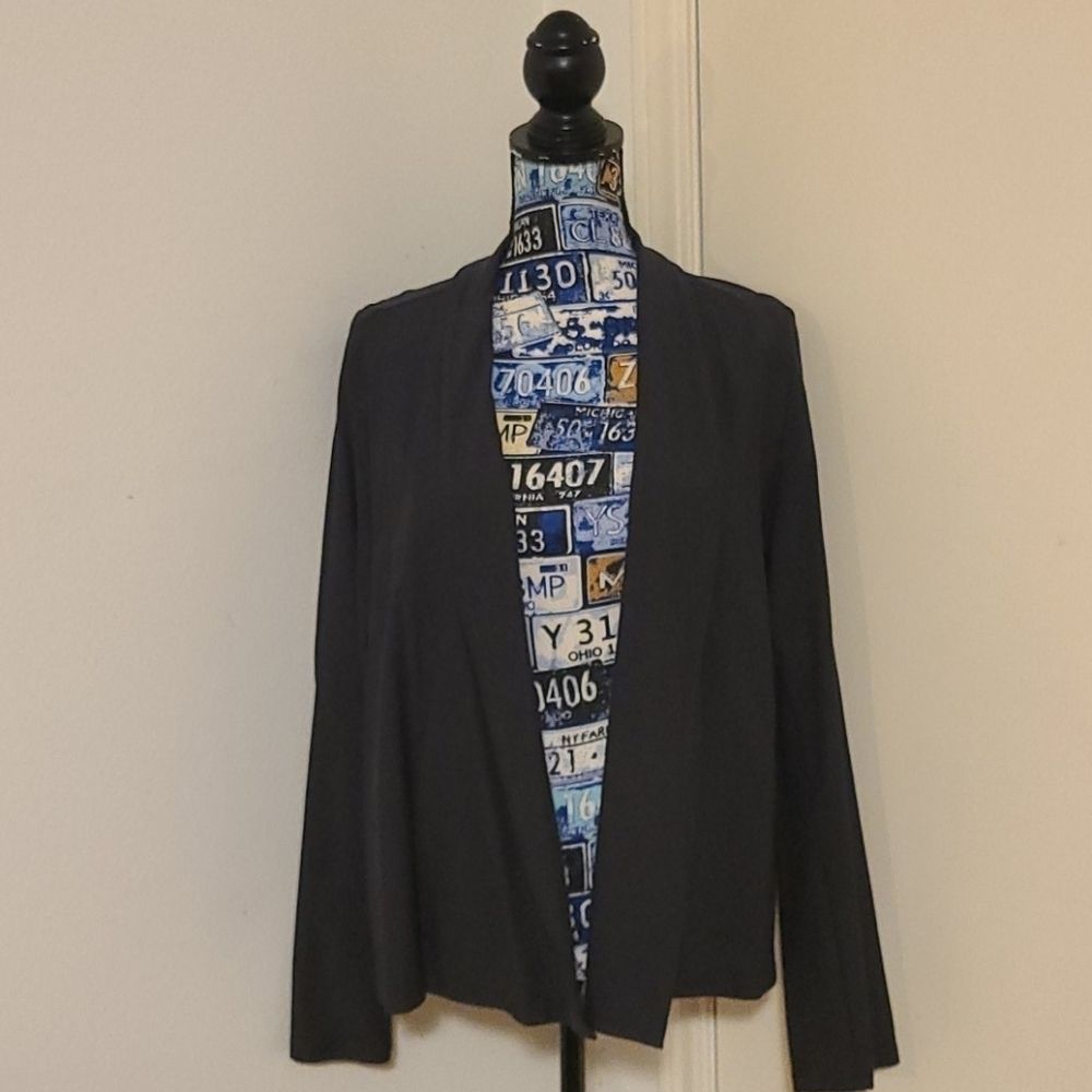 Eileen Fisher Grey Shawl Collared Jacket